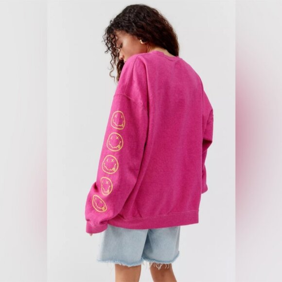 🆕 Urban Outfitters Nirvana Smile Overdyed Crewneck Sweashirt, S/M - Picture 15 of 16